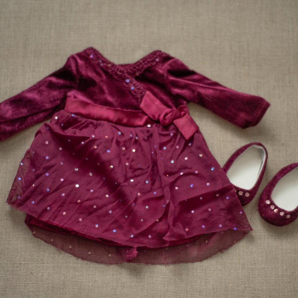 American Girl Sparkly Plum Christmas Outfit